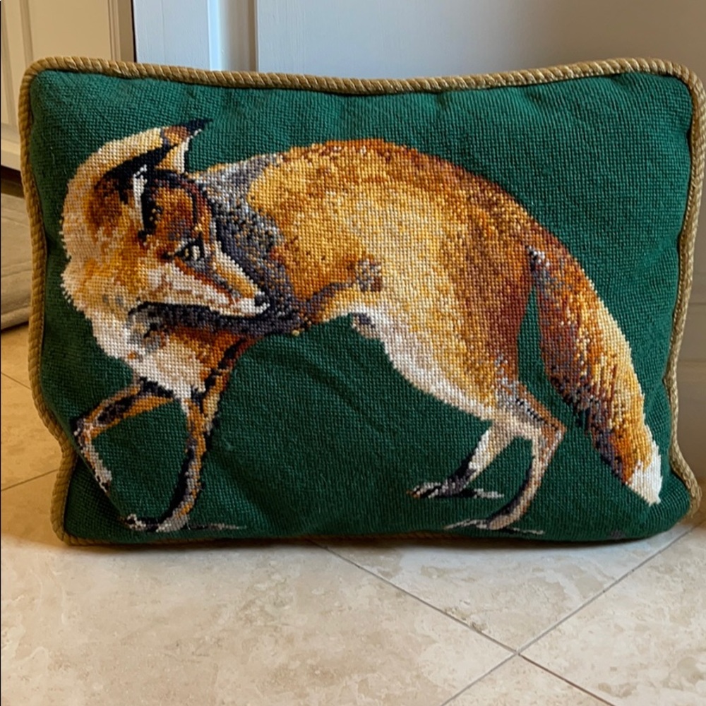 Fox needlepoint pillow